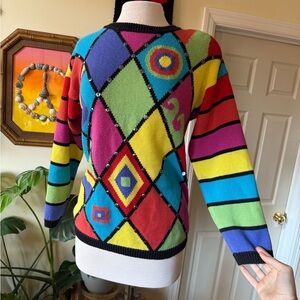 Vintage Retro 80’s Colorful Geometric Pattern Sweater